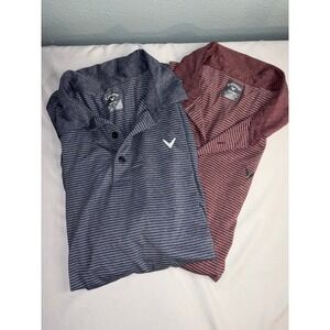 Lot of 2 Callaway Opti-Dri Golf Polo Shirts Mens XL Striped Blue Maroon